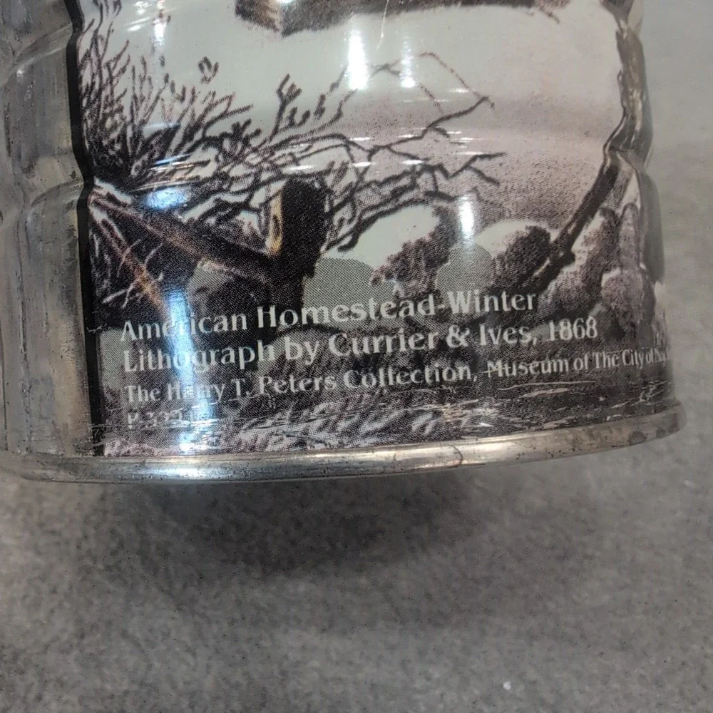 Currier & Ives American Homestead Winter Vintage Metal Tin Canister with Lid - Picture 5 of 8